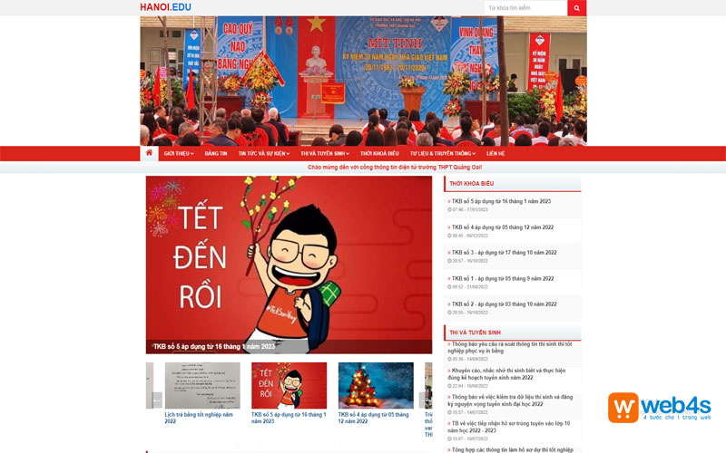 Giao diện mẫu thiết kế website trường học